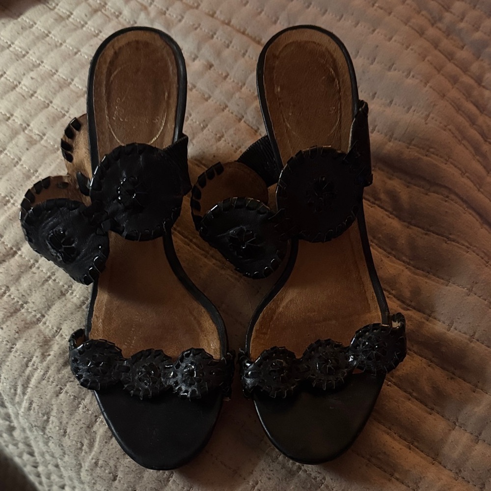 Jack Rogers Black Floral Sandals